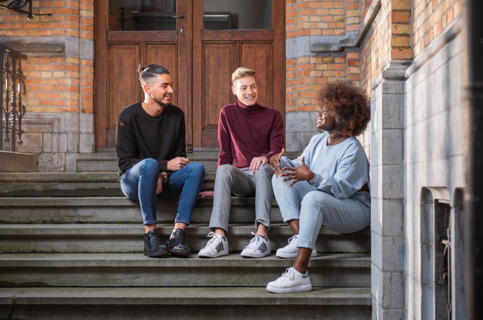 Students sitting on the stairs