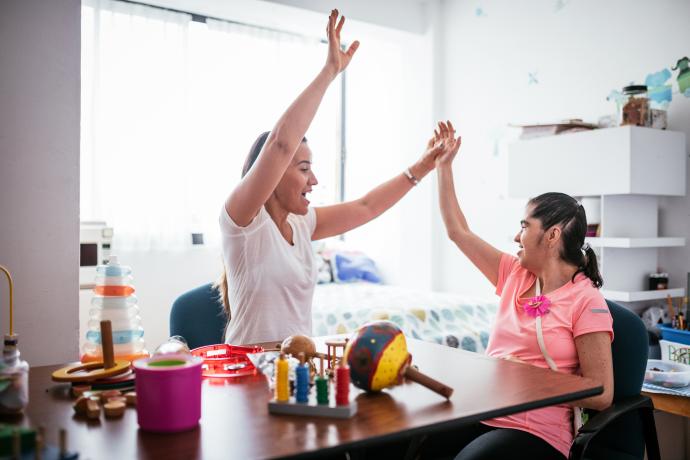 begeleiden van een vrouw met het syndroom van Down